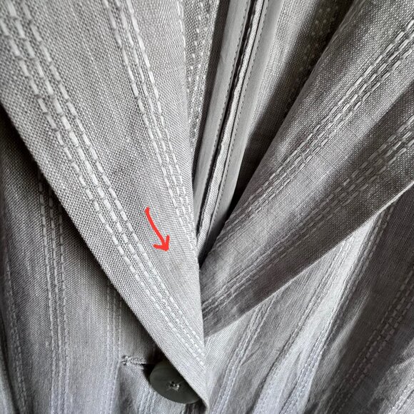 J. Jill Relaxed 100% Linen Gray w White Pinstripe Jacket Blazer Medium Lagenlook - Picture 13 of 14